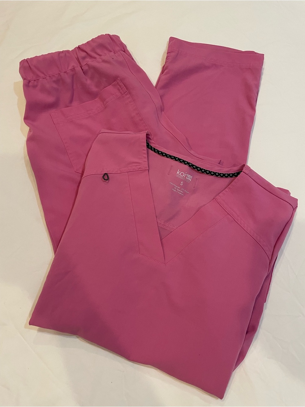 koi Bright Berry Pink V-Neck Scrub Top